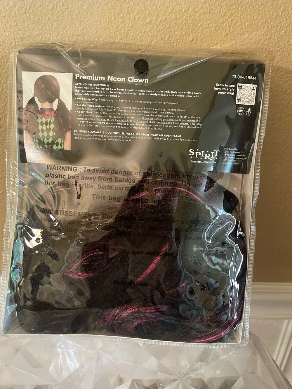 Premium Neon Clown Wig Age 8+